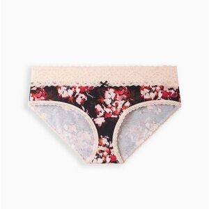 🌸Torrid 1XL Floral Lace Trim Panties - Black and Cream